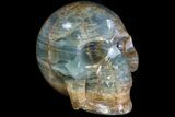 Large, Carved, Blue Calcite Skull - Argentina #78635-1
